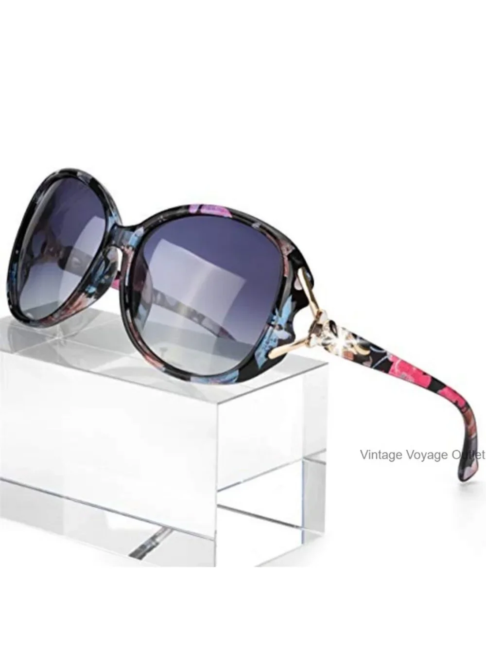 Polarized Oversized Sunglasses UV400 Cat Design Rhinestone Women Retro Jackie O